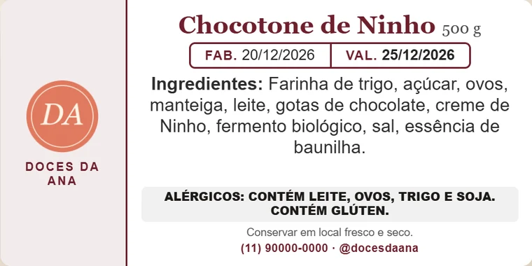 Exemplo de etiqueta de validade com a marca da cliente